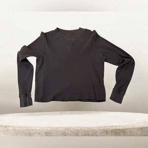 MATE the Label 🌼 Organic Cotton Waffle Knit Thermal Top S Gray